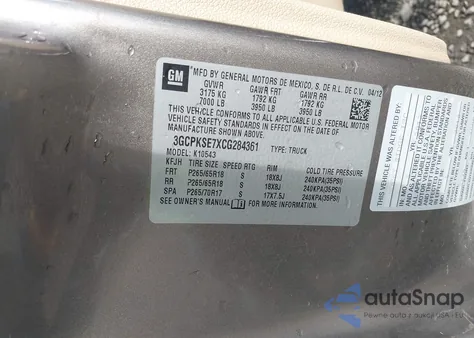 2012 Chevrolet Silverado 1500 Lt from USA, damaged, VIN 3GCPKSE7XCG284361